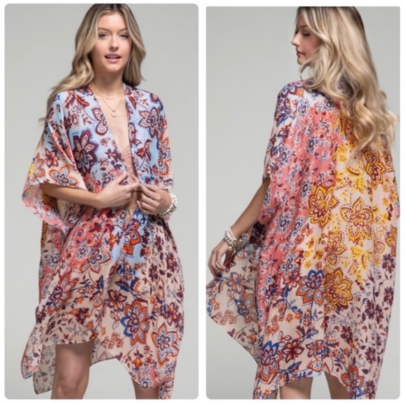 💼 Floral Lightweight Kimono ~ Floral Print ~ OSFM - Picture 10 of 12